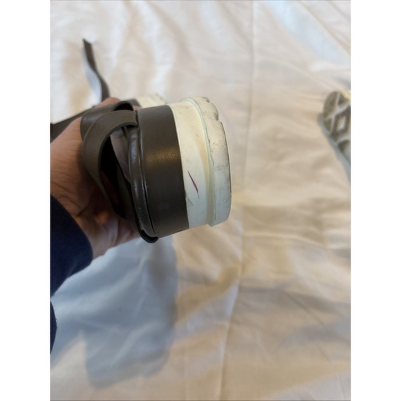 GIANNI BINI Dartann‎ OLIVE BROWN Leather ANKLE STRAP Platform Wedge SANDALS 6.5 - Picture 7 of 12